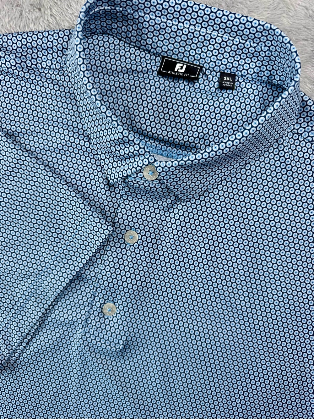 FootJoy Men’s 2XL Athletic Fit Blue Geometric Performance Golf Polo